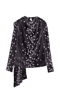Blouse avec étole en soie - Noir