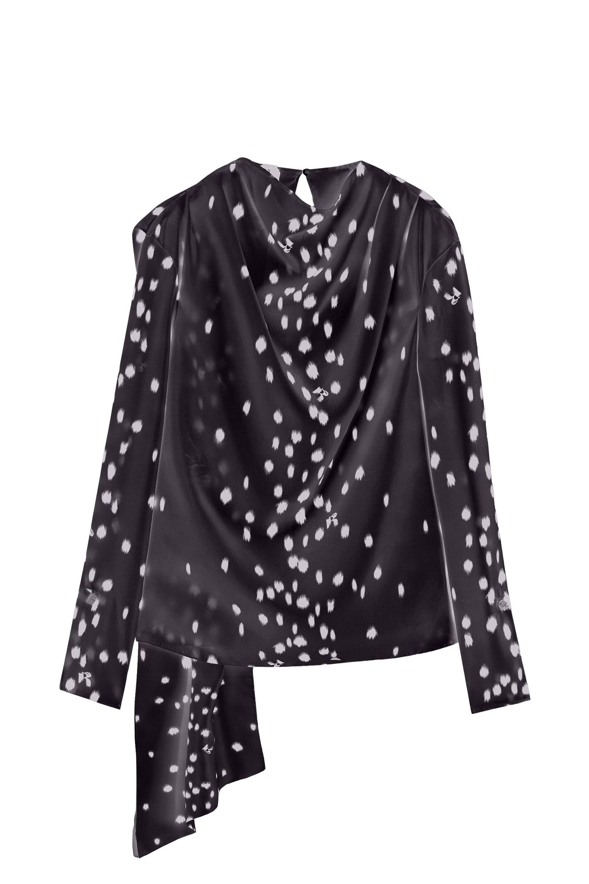 Blouse avec étole en soie - Noir
