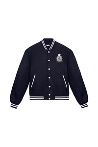 Royal Club Nylon Varsity Jacket - Navy & White