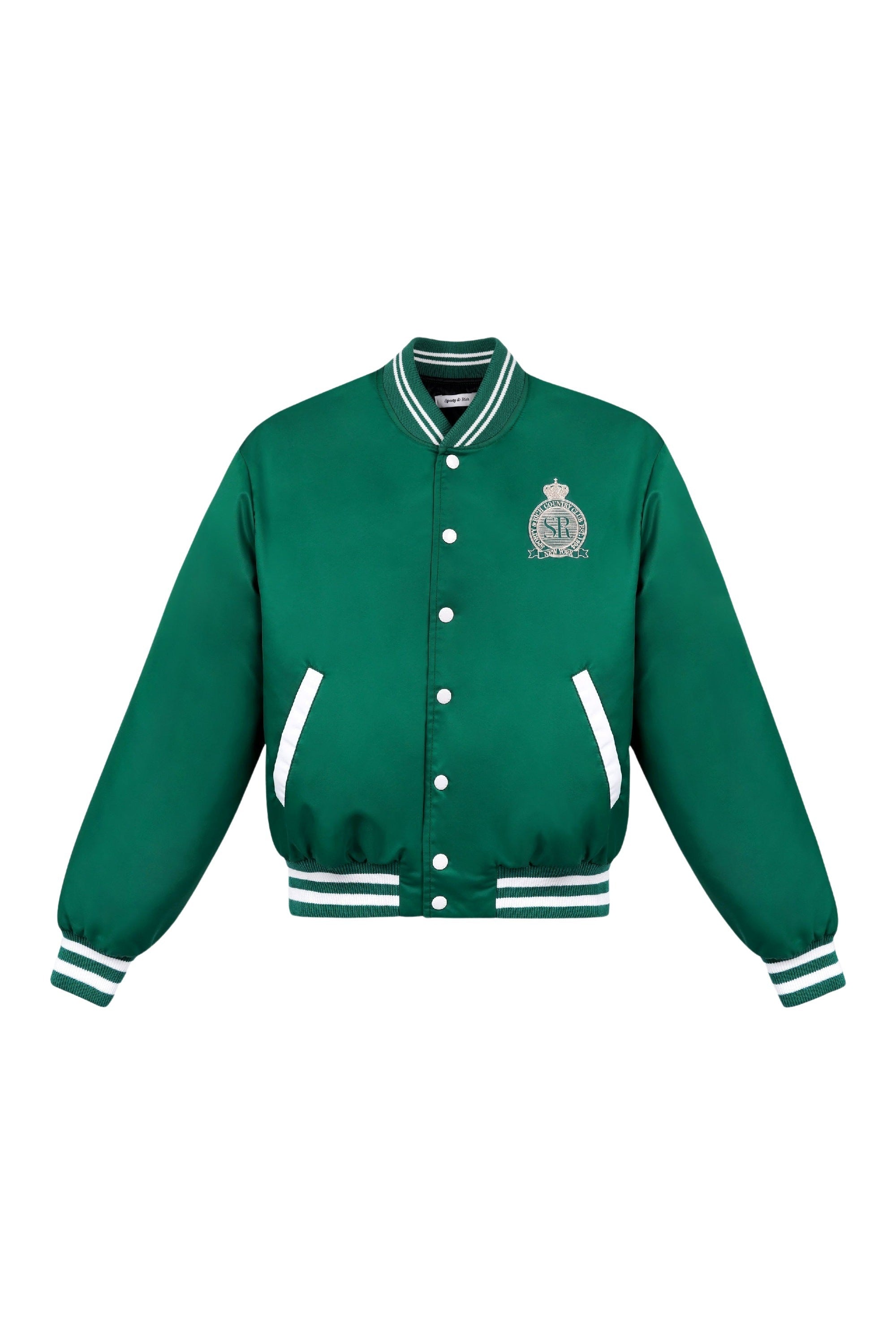 Veste bomber Varsity en satin - Spring Green