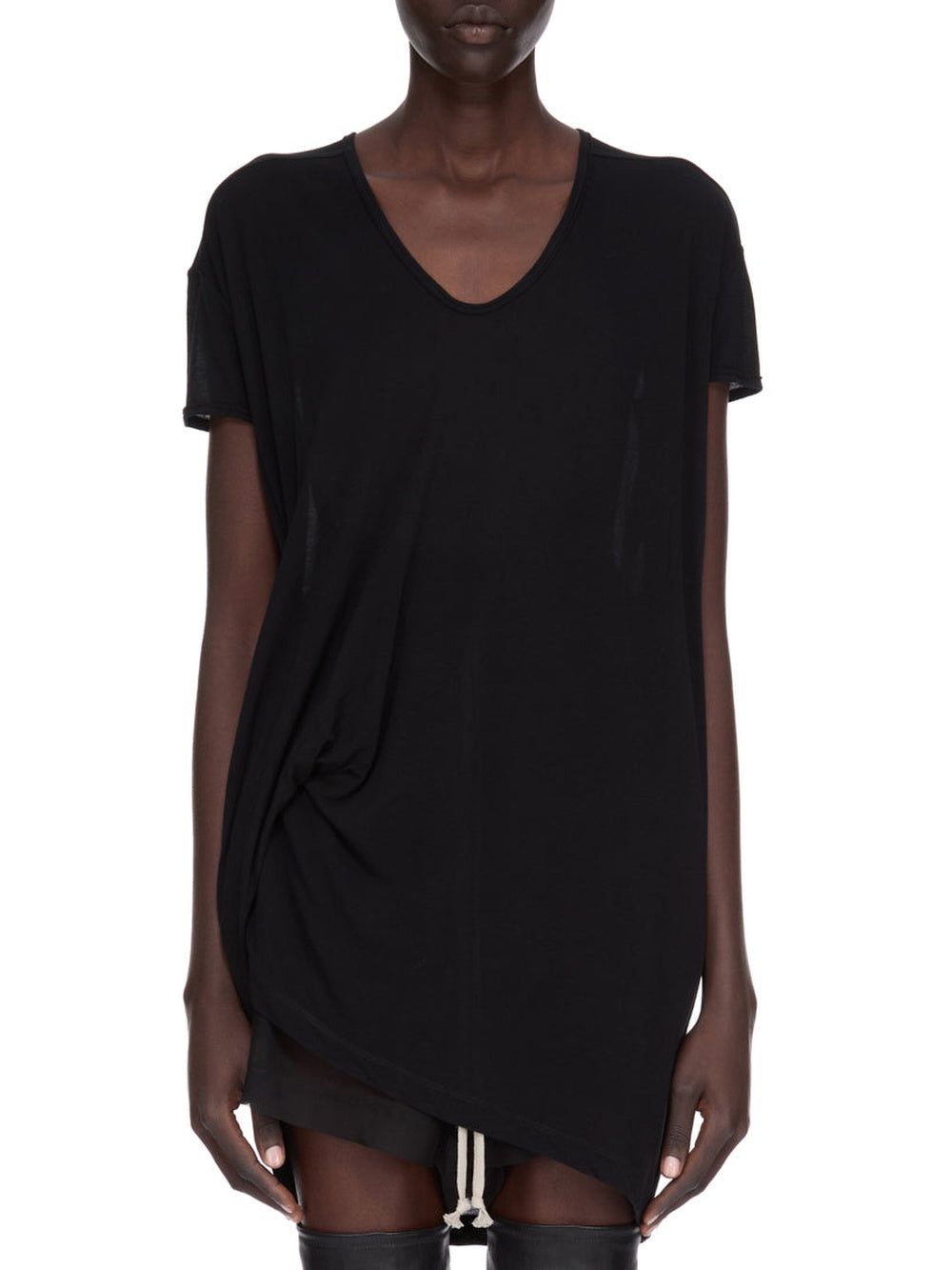 Hiked knitted T-shirt - Black