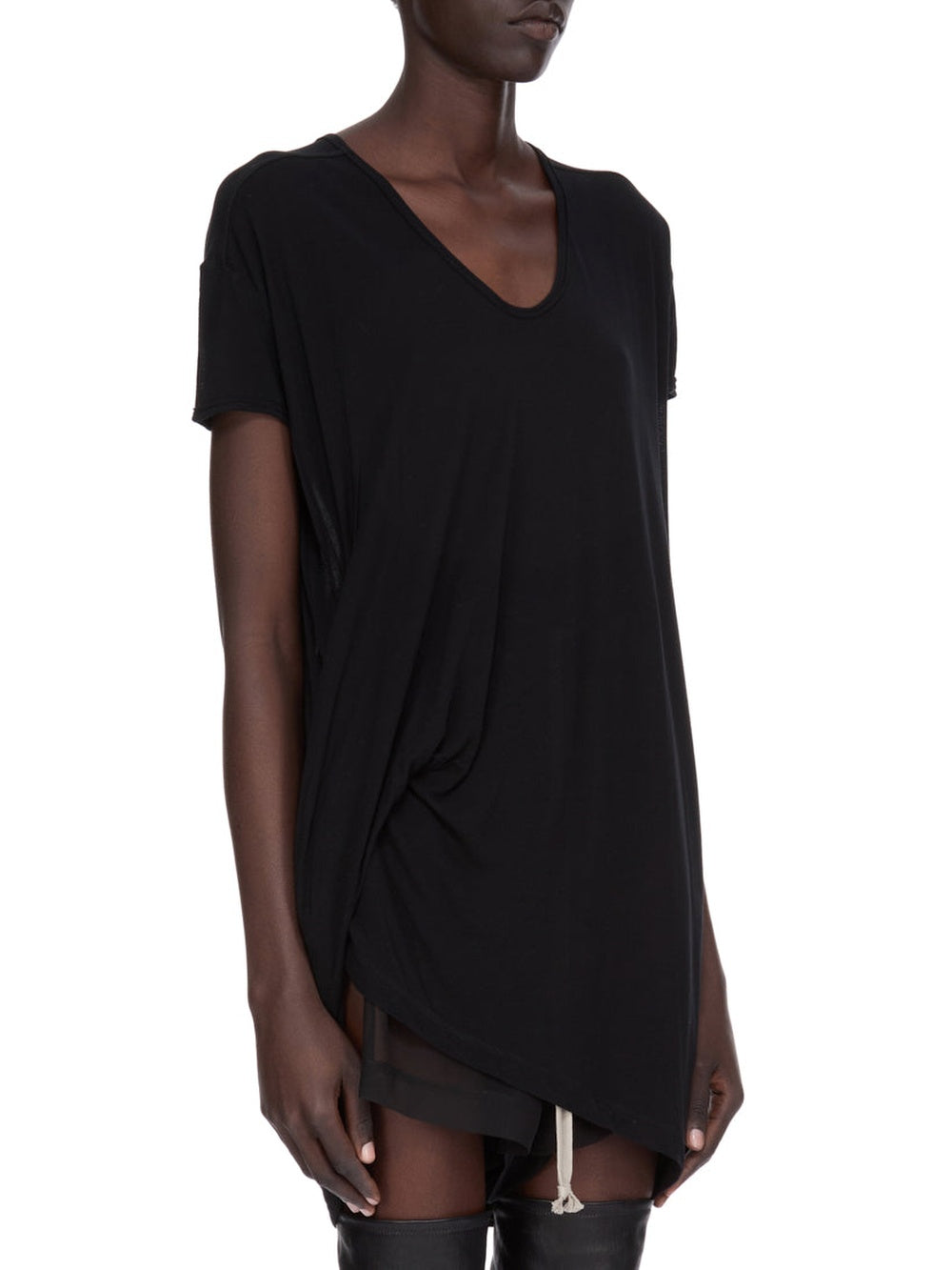 Hiked knitted T-shirt - Black