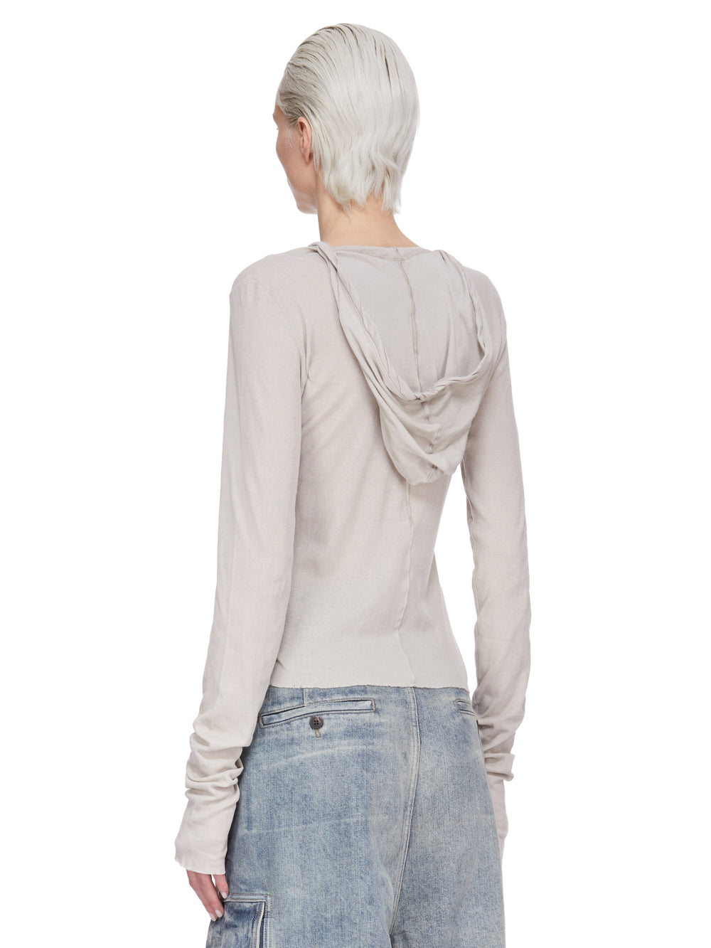 CROPPED HOODED RIB LS T