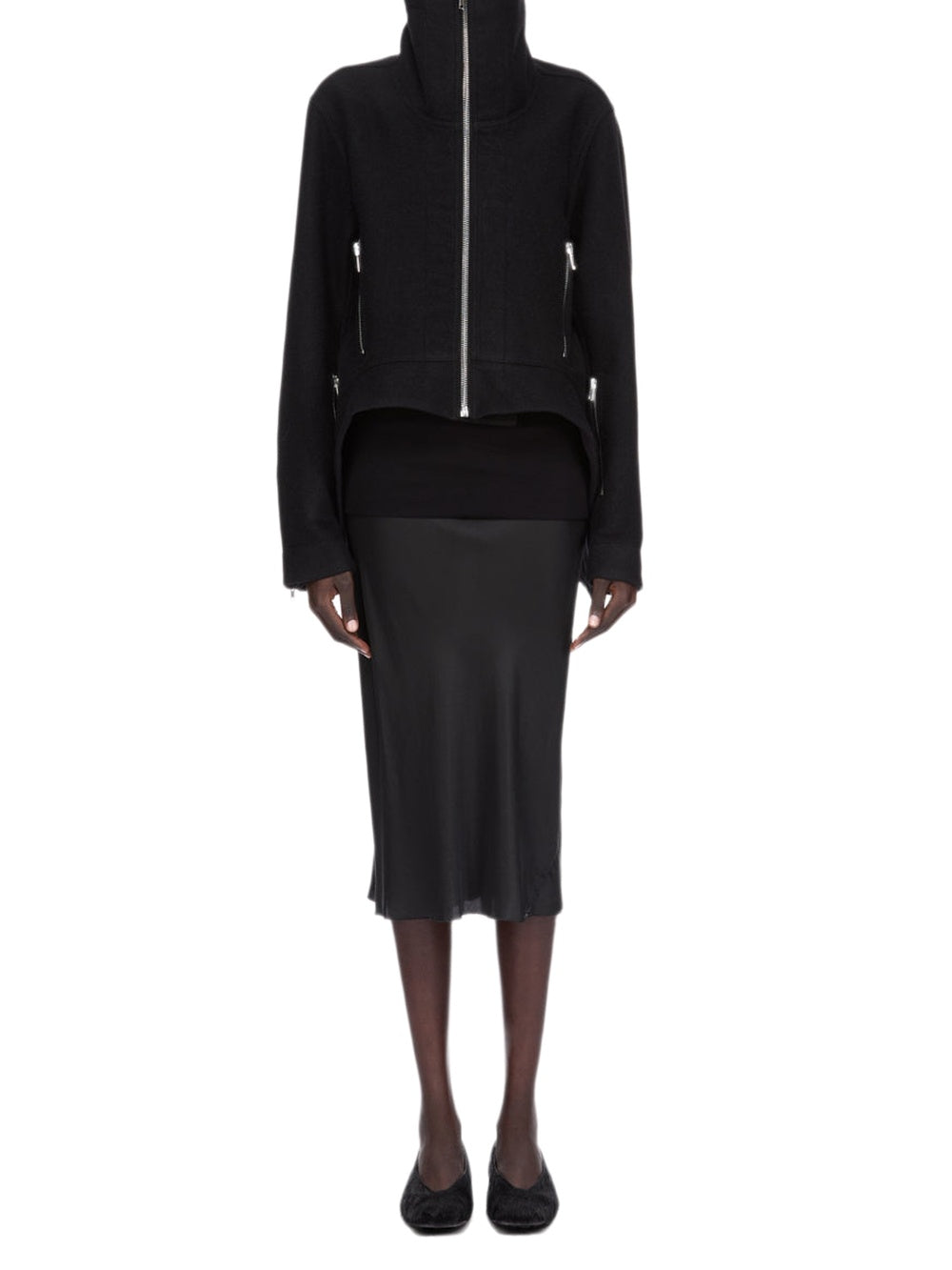 Jupe asymétrique longueur genou - Black