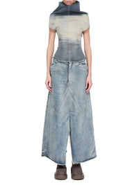 Jupe longue fendue en denim - Dirty Hustler