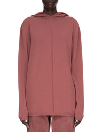 Oversized wool hooded jumper - Rosewood