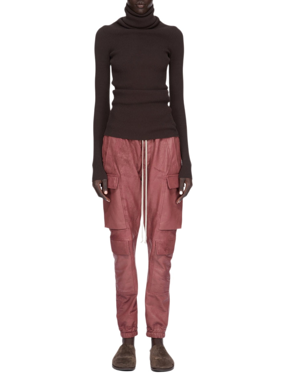 Long-sleeved knitted tube jumper - Brown