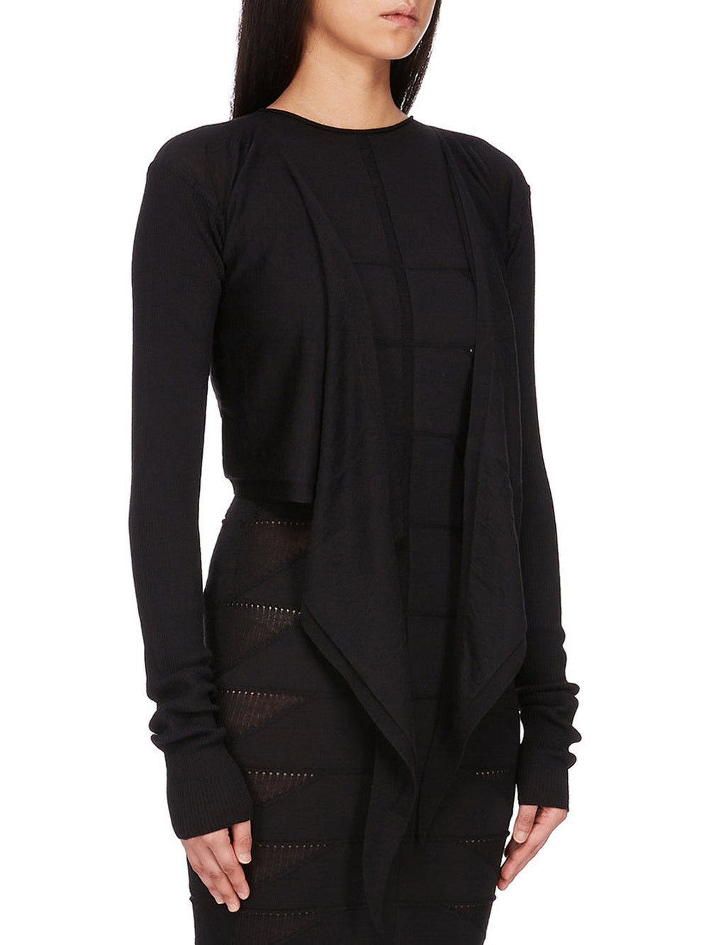 Cardigan Wrap court en laine - Black