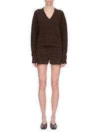 Pull Tommy col V en laine - Brown