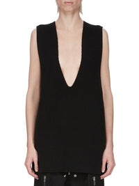 V-neck cashmere tank top - Black
