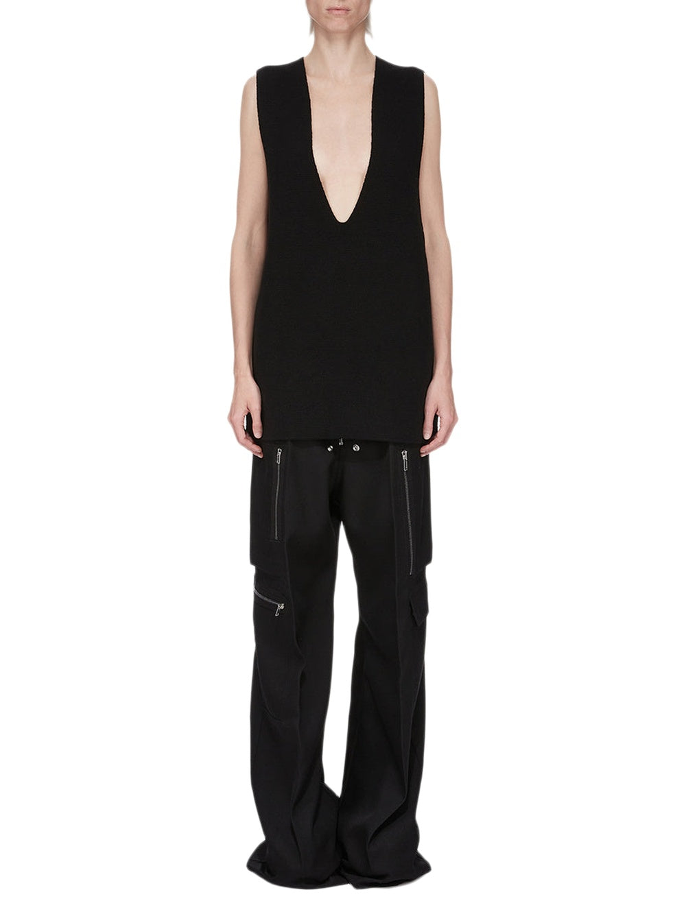 V-neck cashmere tank top - Black