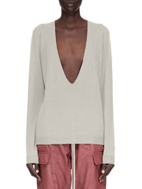 Extreme V-neck wool jumper - Pearl