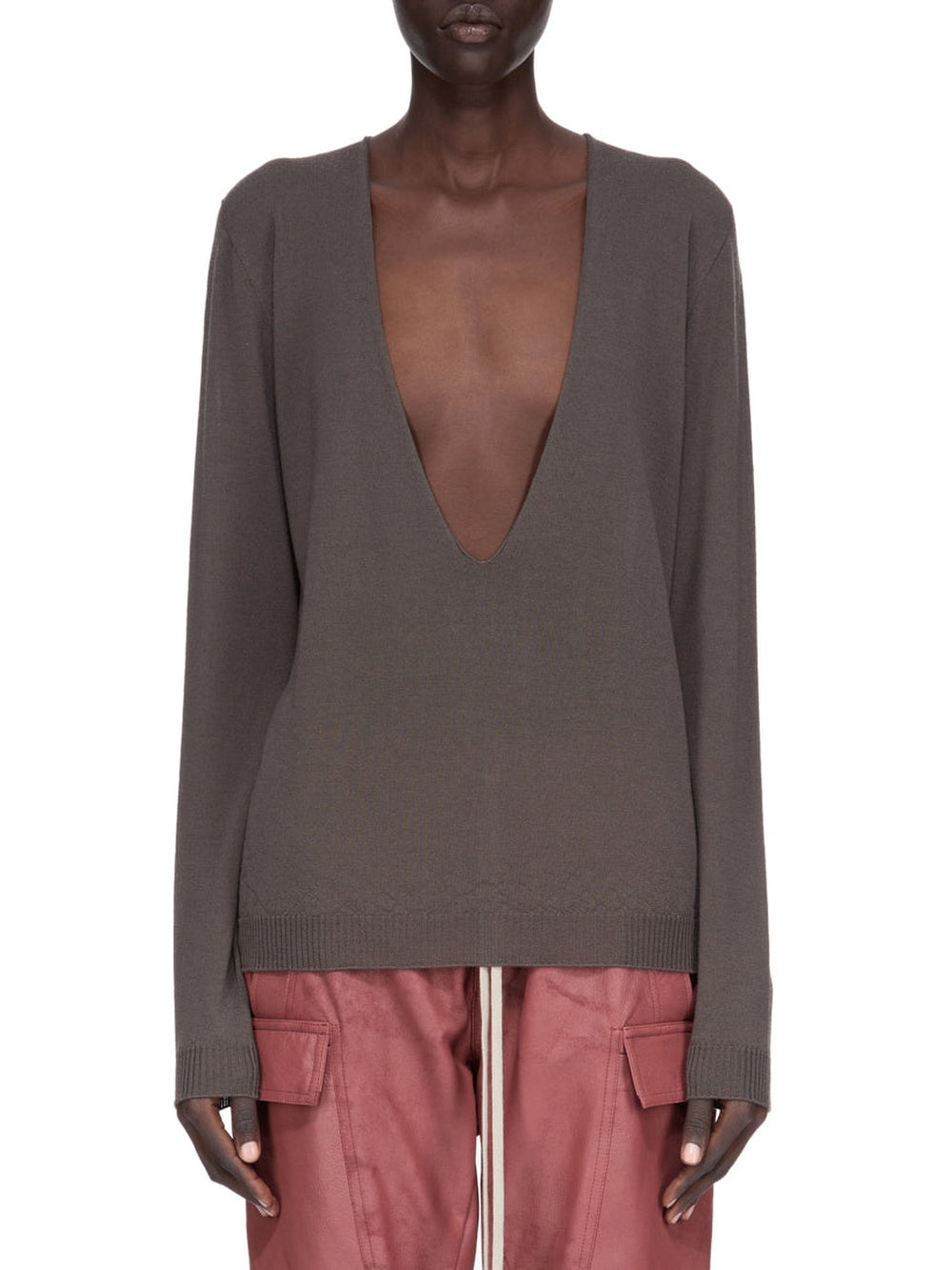 Extreme V-neck wool jumper - Dark Dust