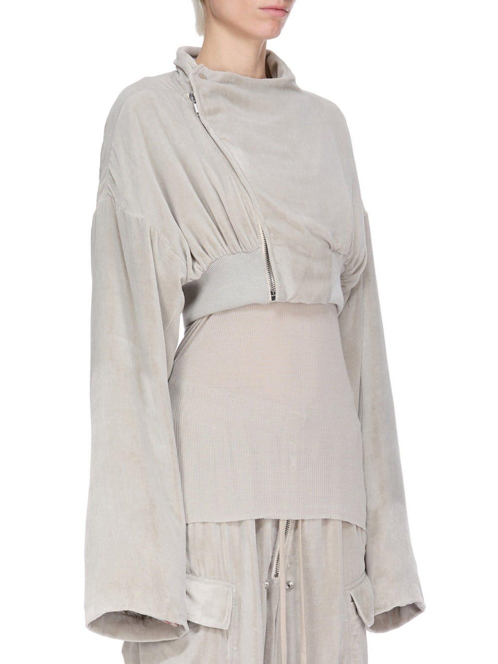 Hollywood Flight Short Bomber Jacket - Pearl