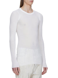 T-shirt côtelé à manches longues en maille - Milk