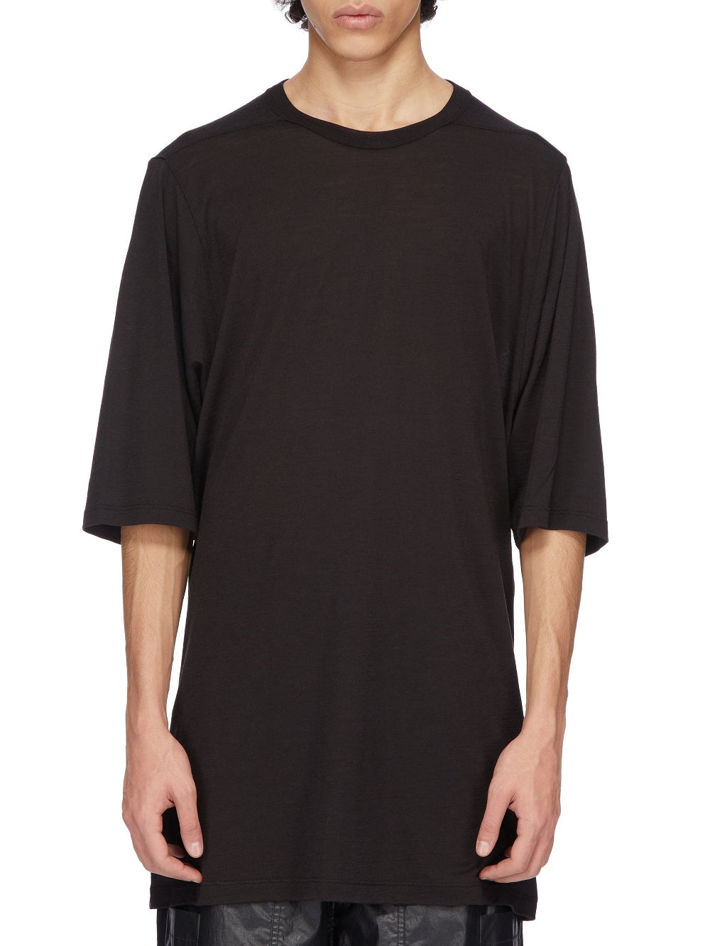 Jumbo T-shirt in a wool and silk blend - Black