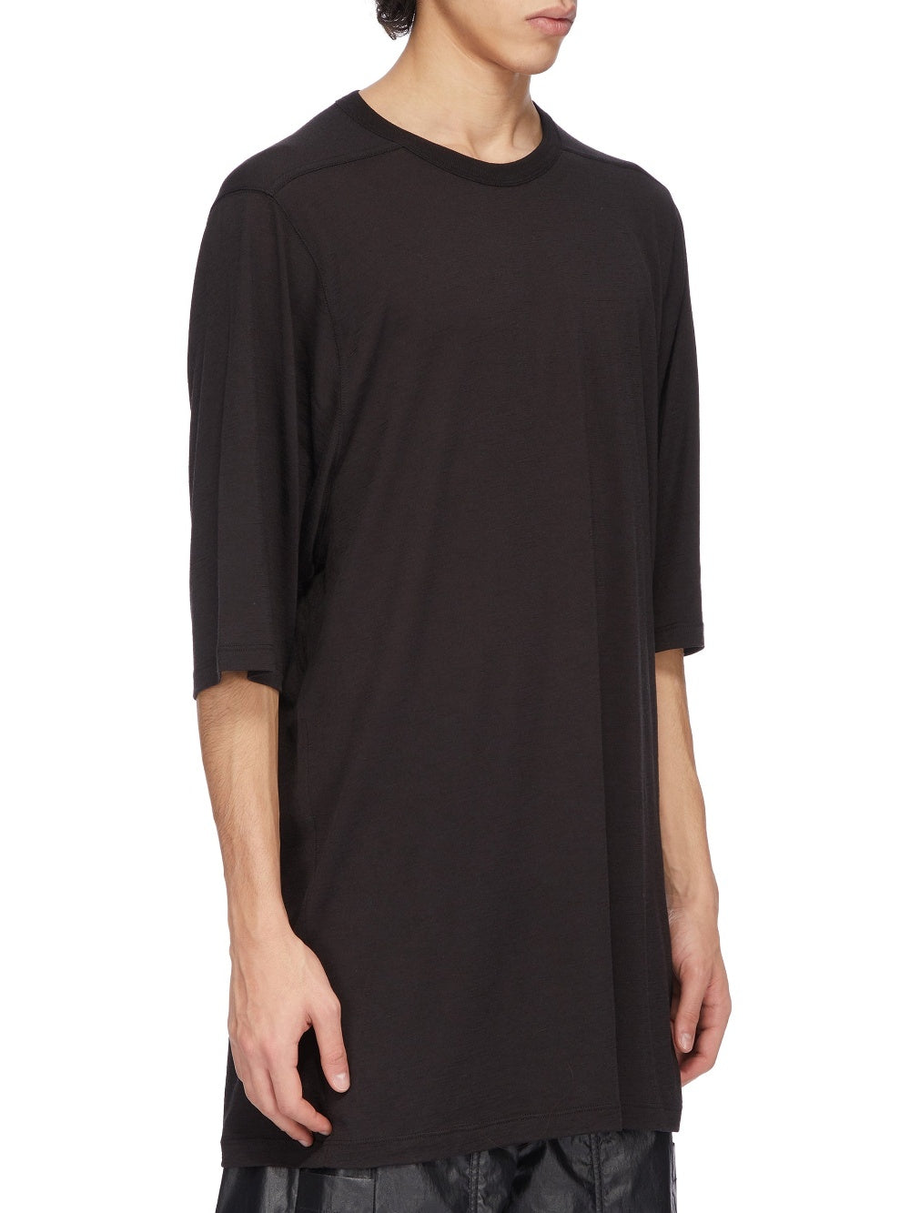 Jumbo T-shirt in a wool and silk blend - Black