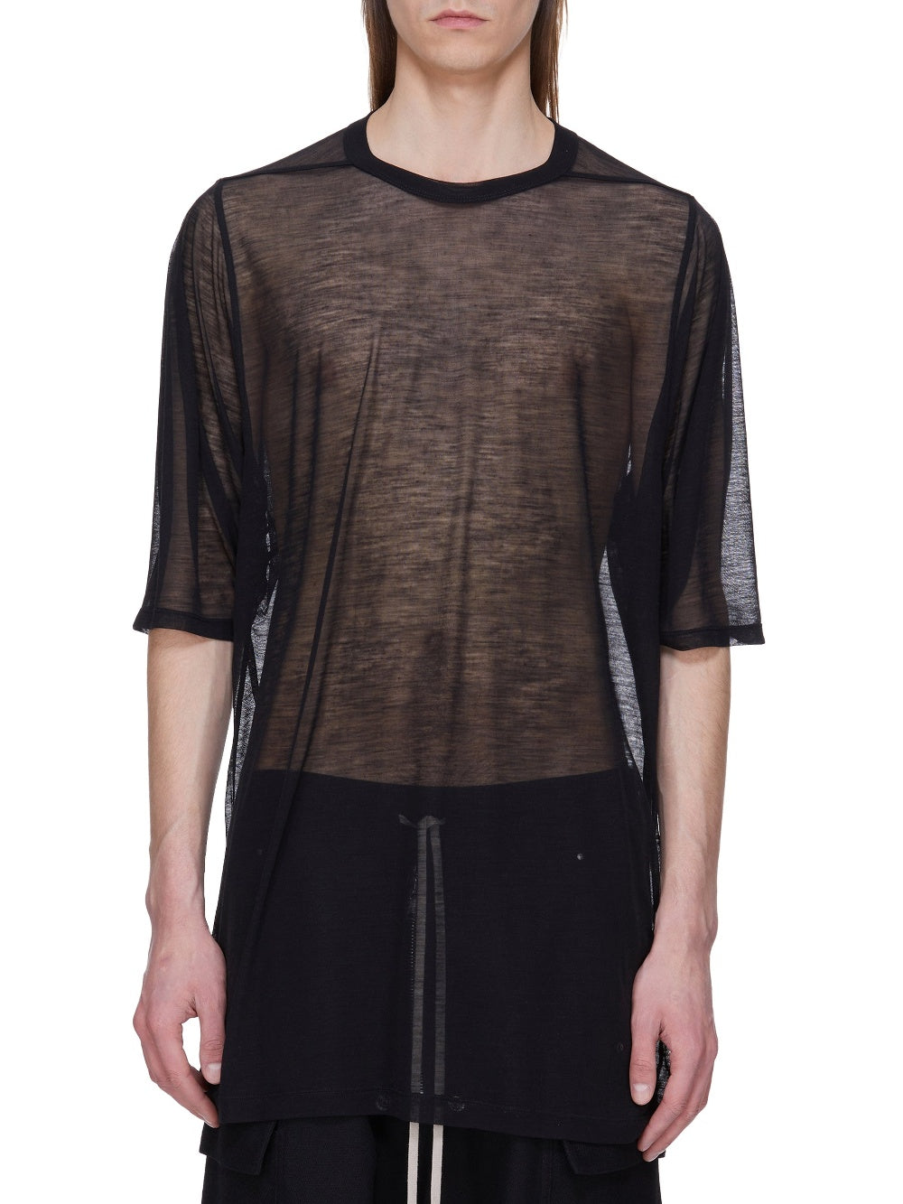 Jumbo T-shirt in a wool and silk blend - Black