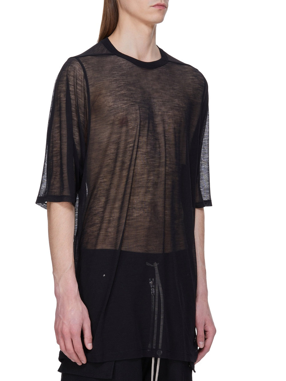 Jumbo T-shirt in a wool and silk blend - Black