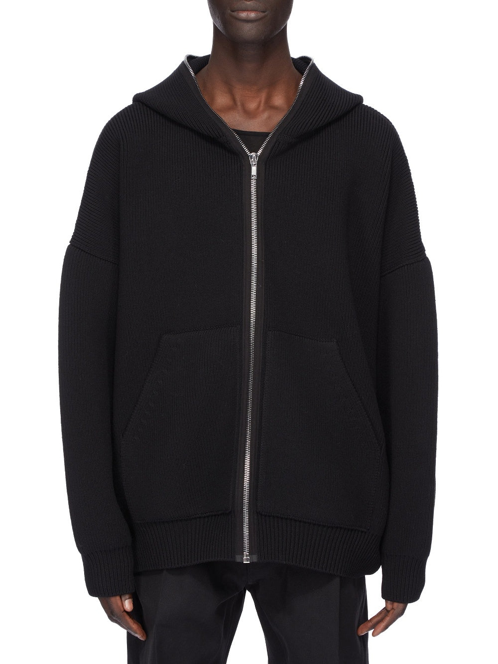 Gimp wool hooded jumper - Black