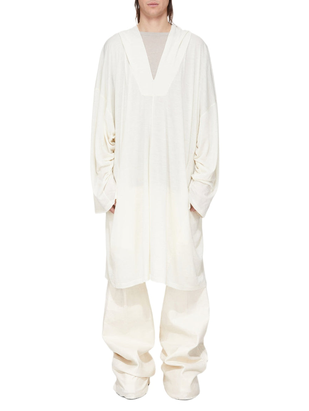 Kaftan Knee en laine et soie mélangées - Natural