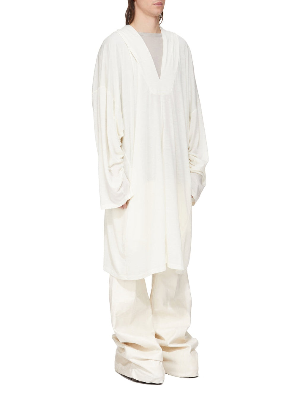 Kaftan Knee en laine et soie mélangées - Natural