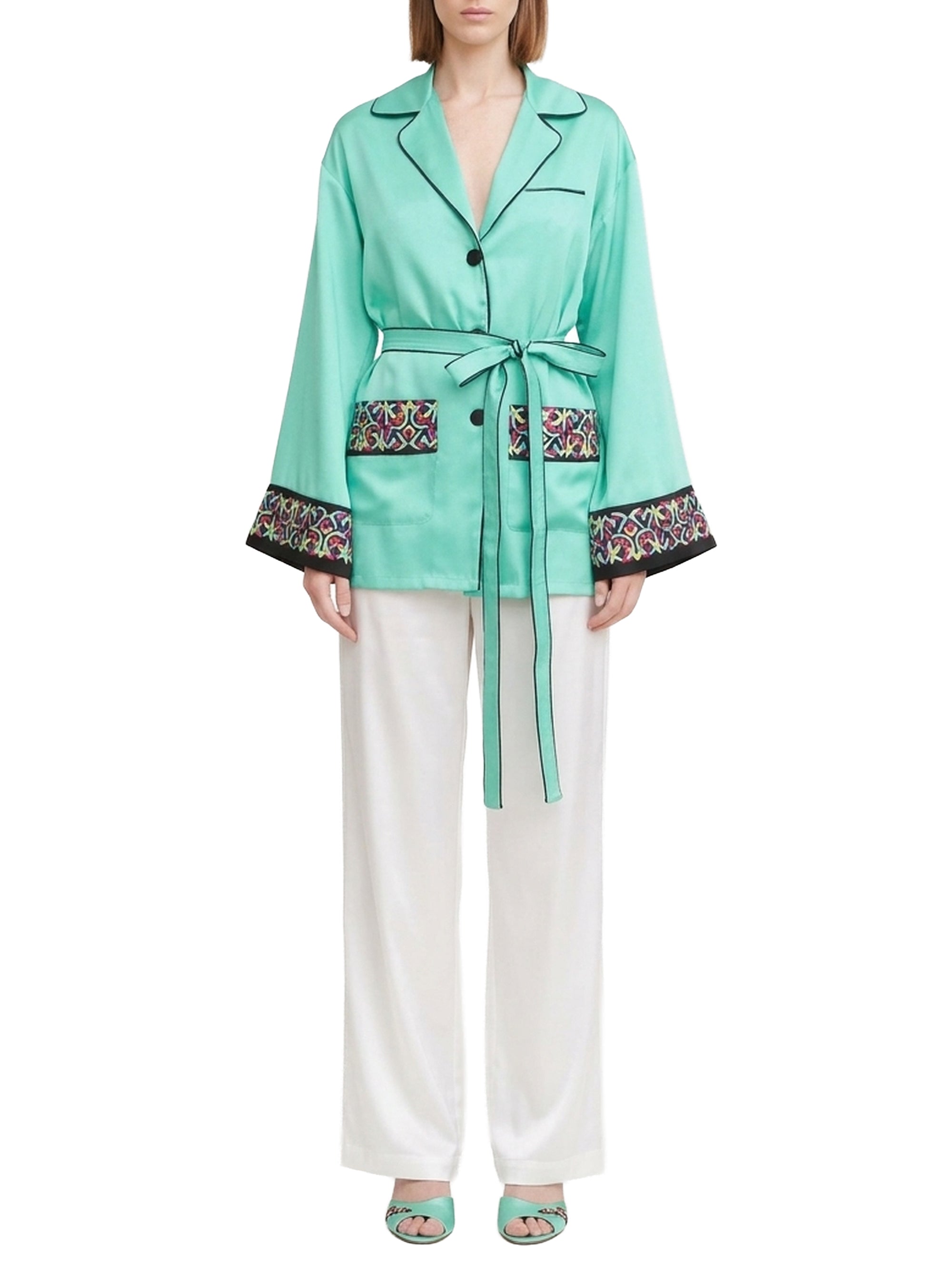 Chemise à broderies géométriques - Biscay Green