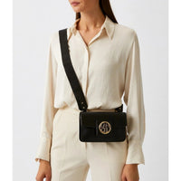Mini sac porté-croisé nomade Roxane en cuir lisse - Granit & Doré