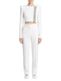 Blouse courte à sequins - White & Silver