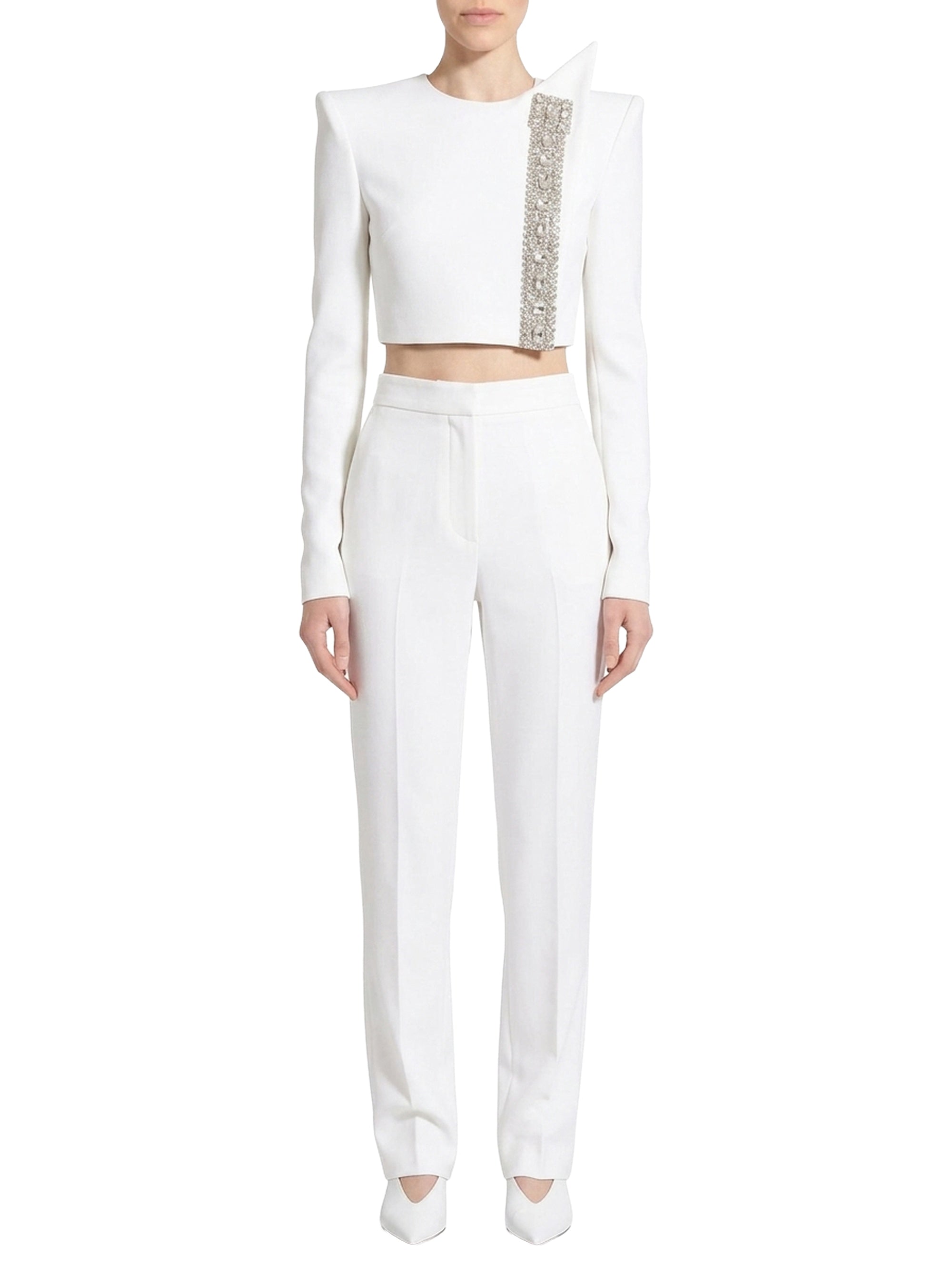 Blouse courte à sequins - White & Silver