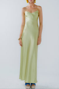 Robe à encolure V et coupe croisée - Lime