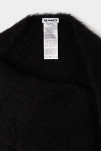 Asymmetrical long-sleeved wool T-shirt - Dark Navy