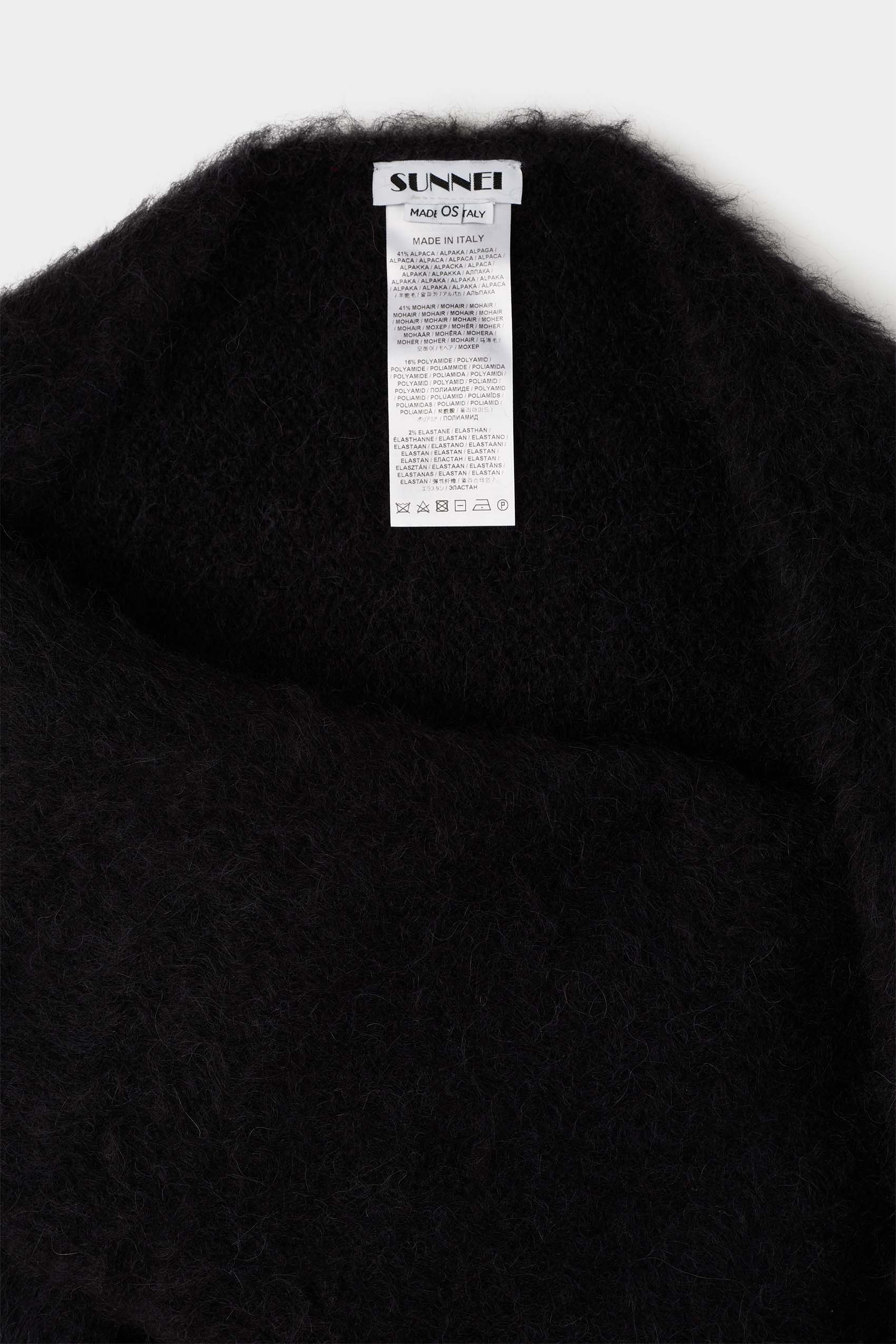 Asymmetrical long-sleeved wool T-shirt - Dark Navy