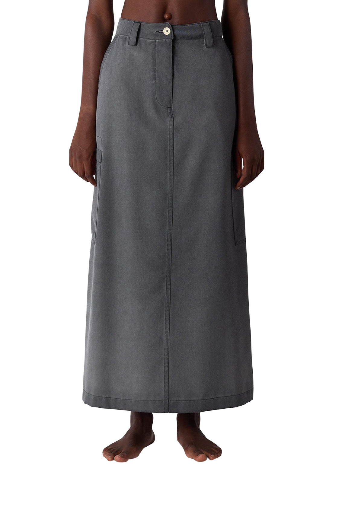 Long cargo skirt in wool - Grey