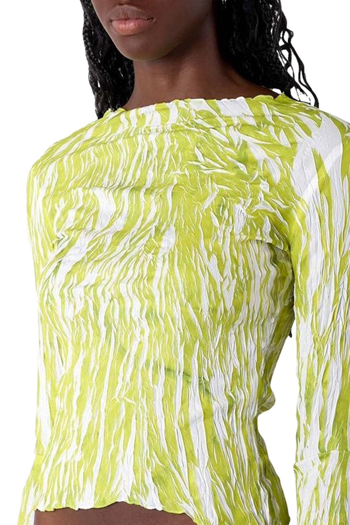 Pleated long-sleeved T-shirt - Green