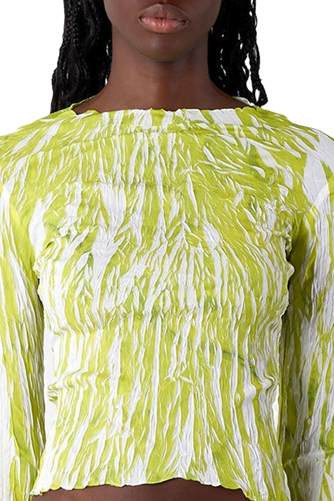 Pleated long-sleeved T-shirt - Green