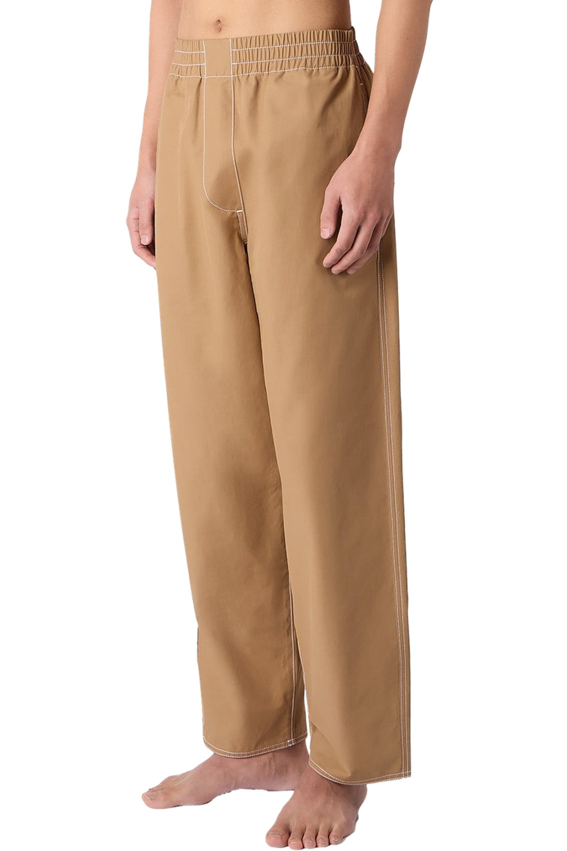 Trousers with elastic waistband - Dark Beige