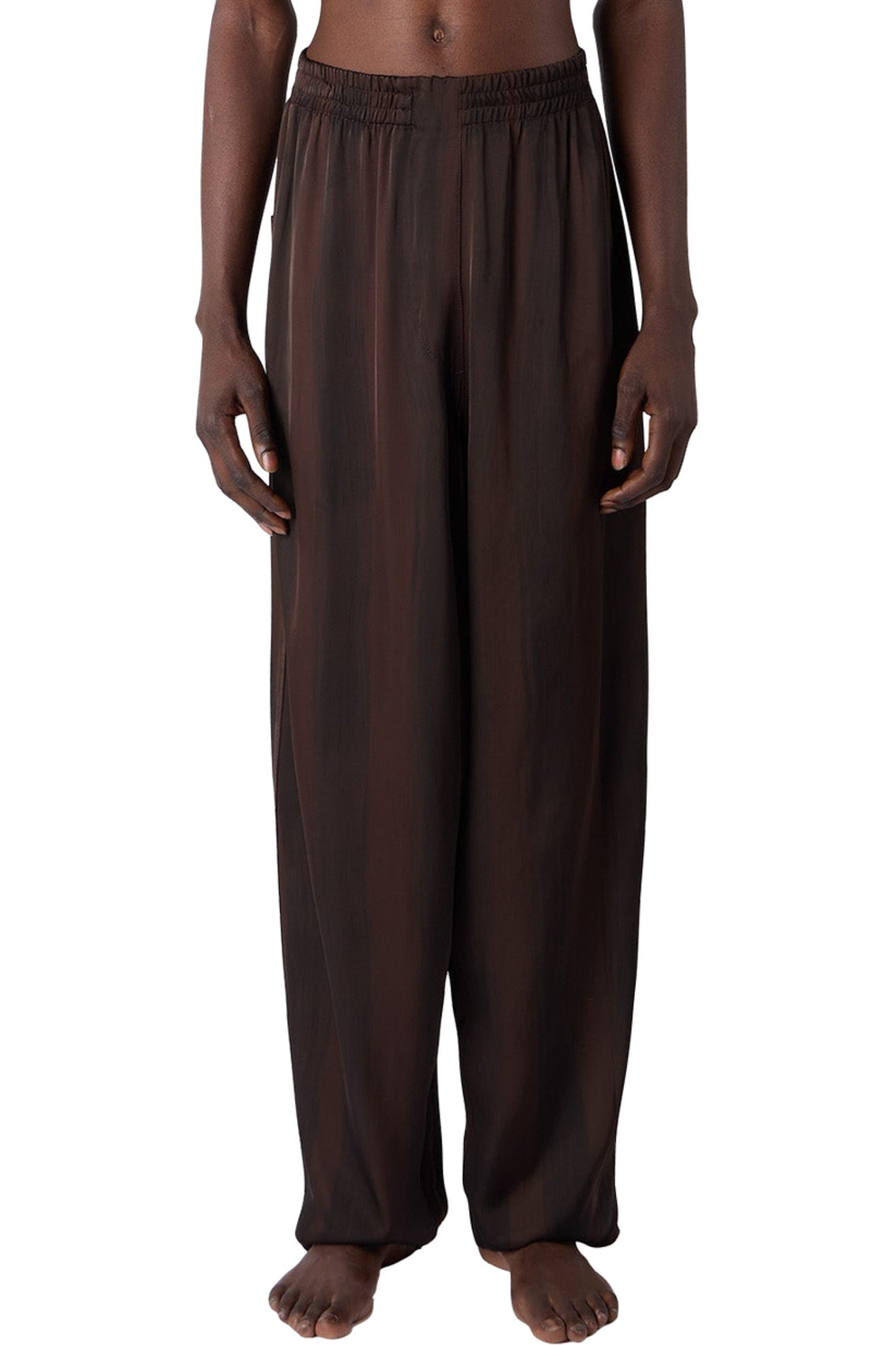 Trousers with elastic waistband - Brown