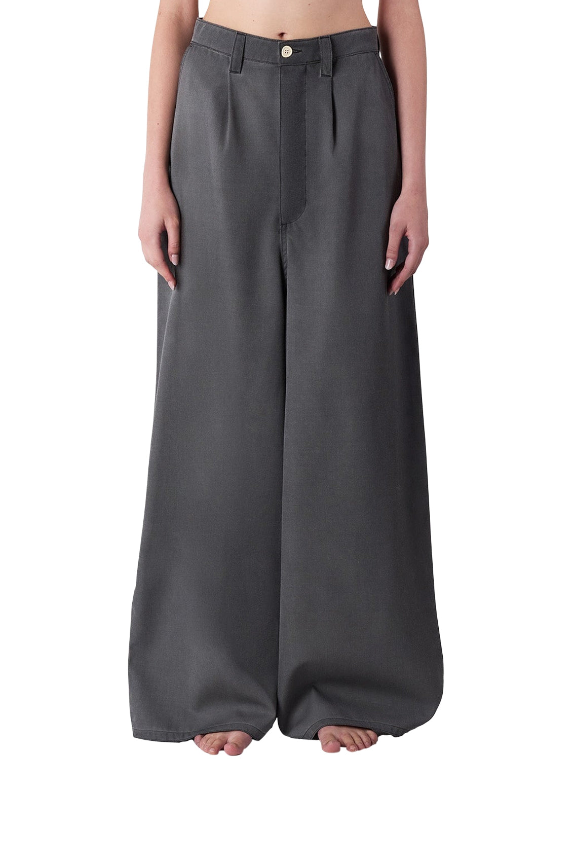 Oversized high-waisted wool trousers - Grey