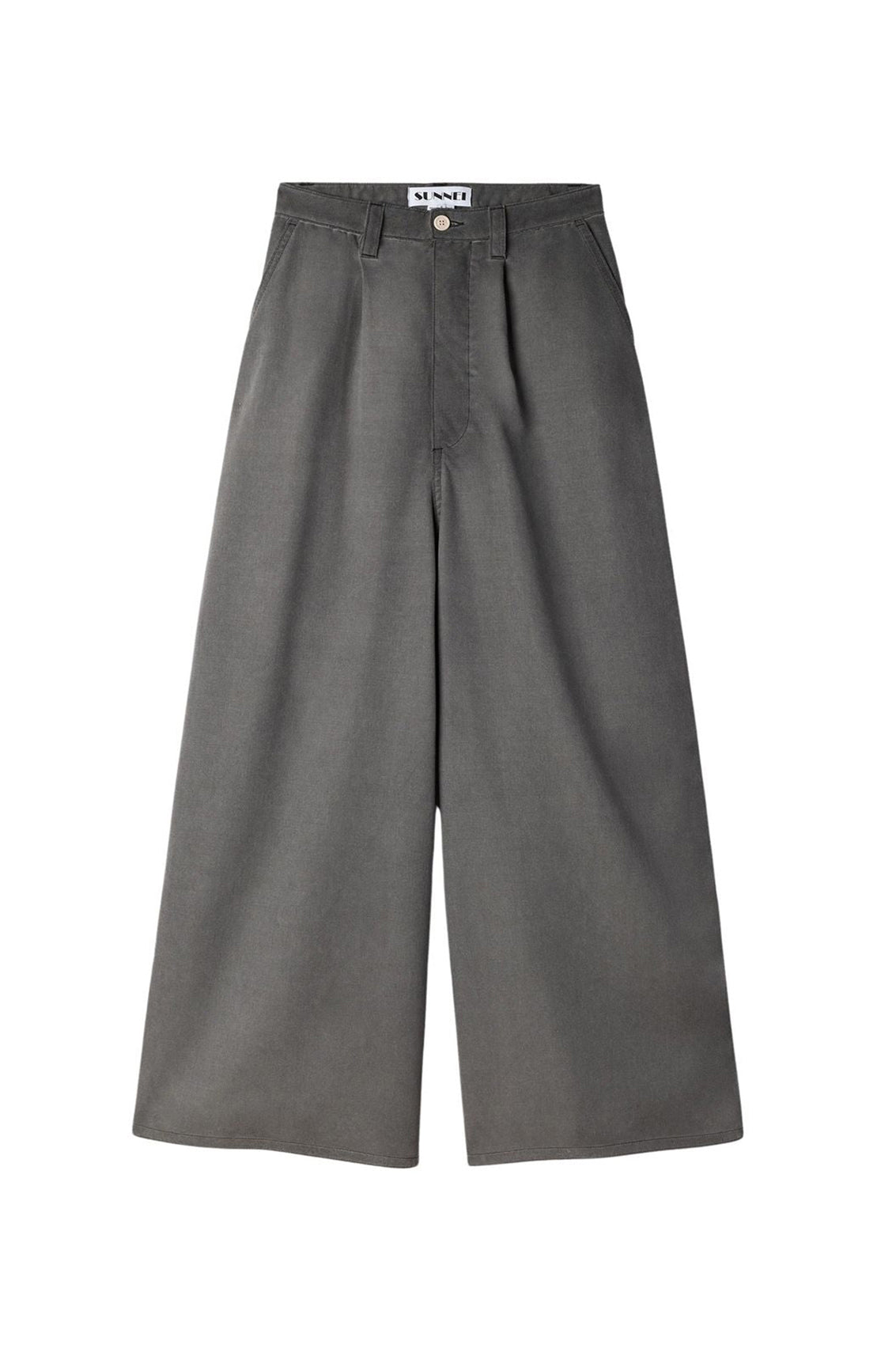 Oversized high-waisted wool trousers - Grey