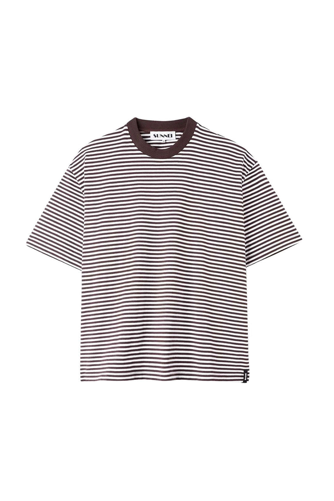 Striped T-shirt - Brown & Optical White