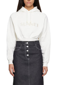 Embroidered short hoodie - Dust