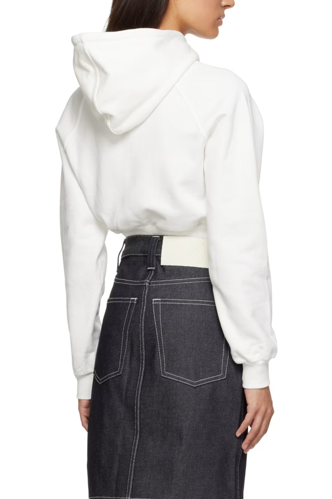 Embroidered short hoodie - Dust