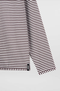 Long-sleeved striped T-shirt - Brown & Optical White