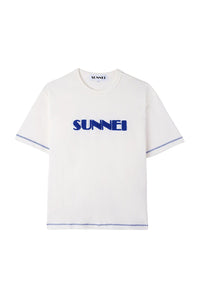 Classic logo T-shirt - Off White & Electric Blue