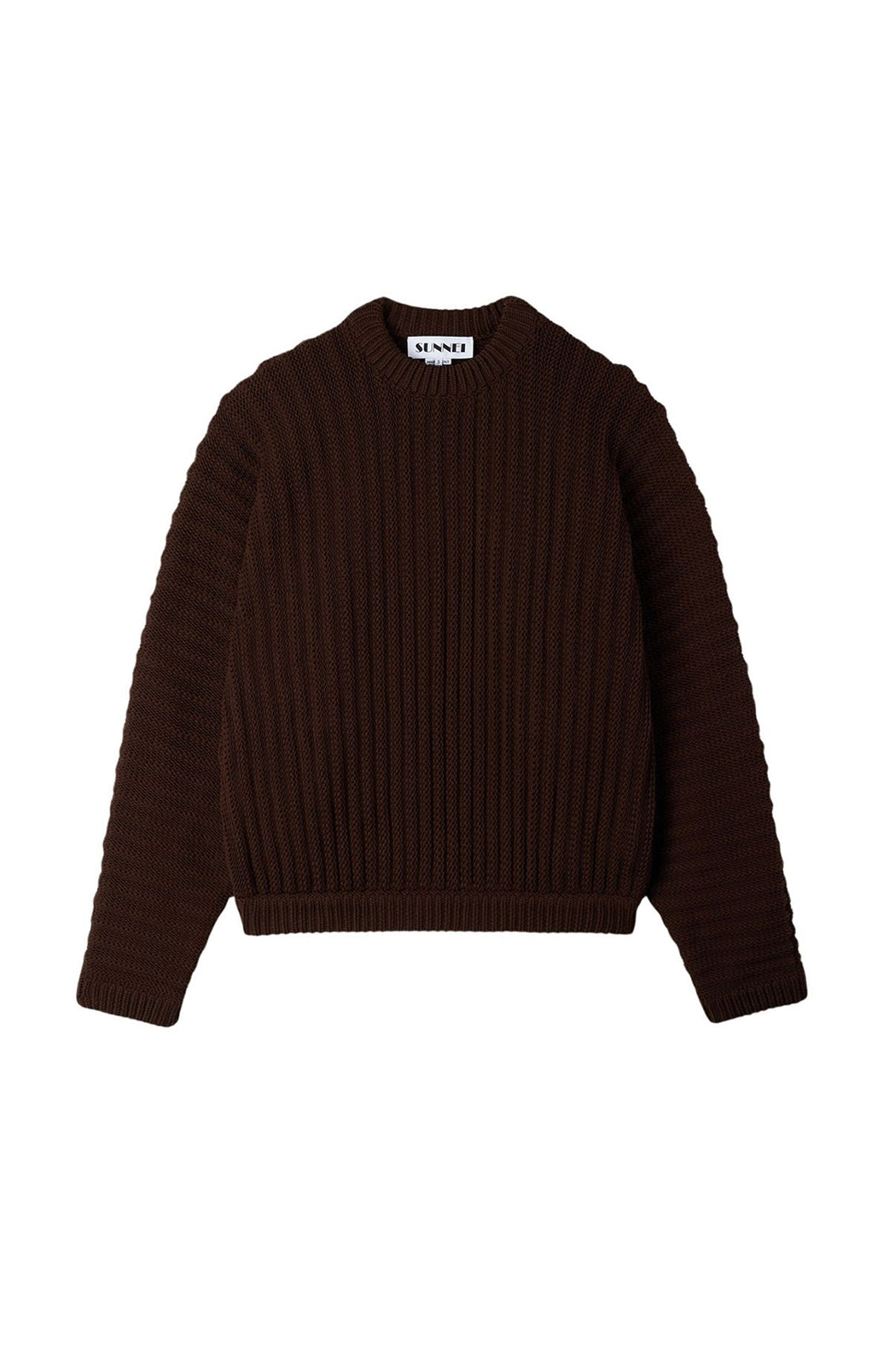 Ribbed round-neck jumper - Brown