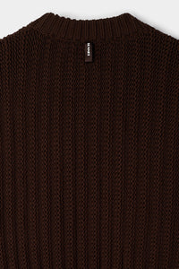 Ribbed round-neck jumper - Brown
