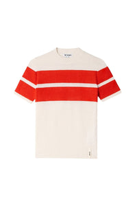 Double band wool T-shirt - Off White & Acid Red