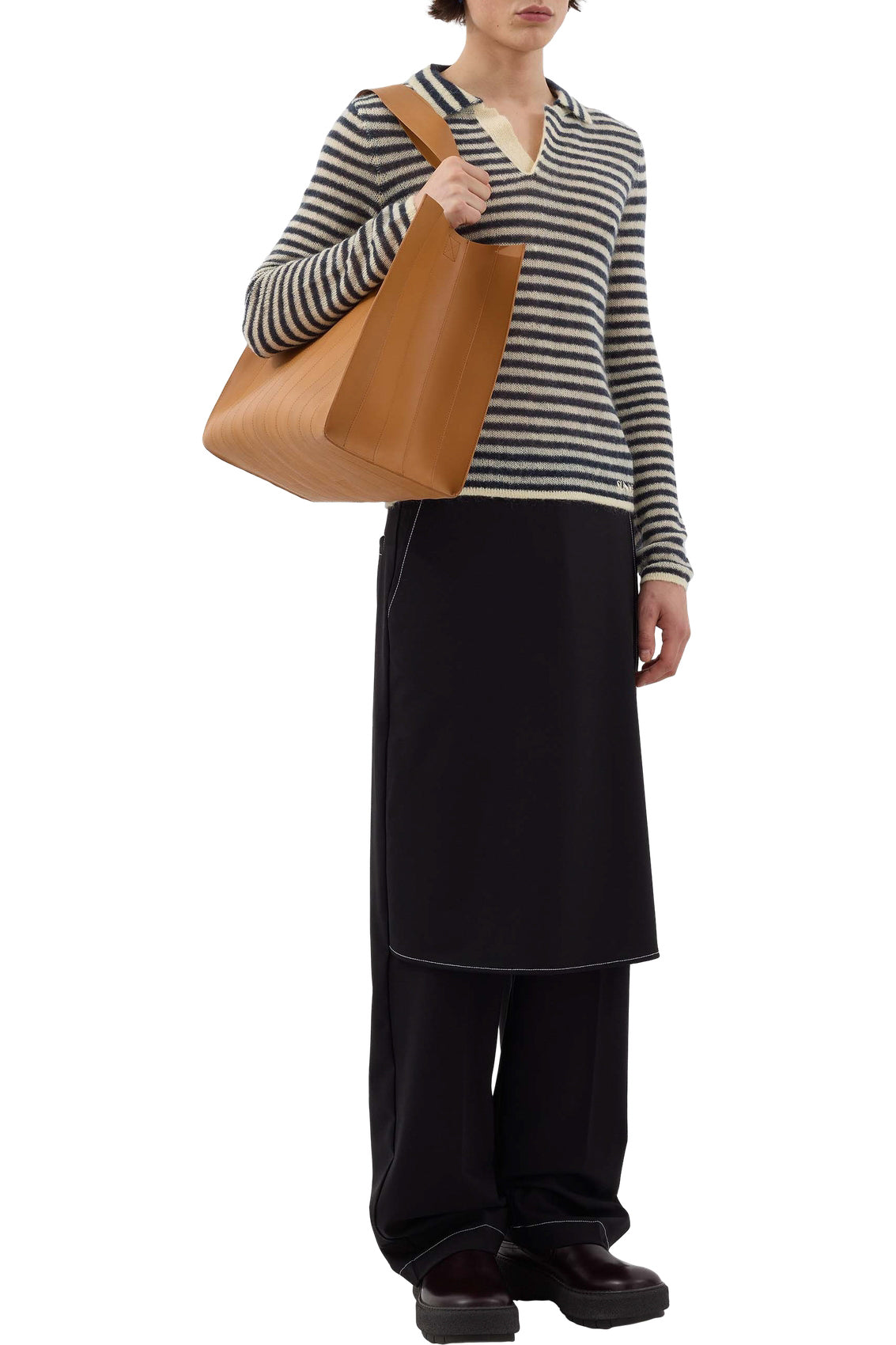 Striped tote bag - Caramel
