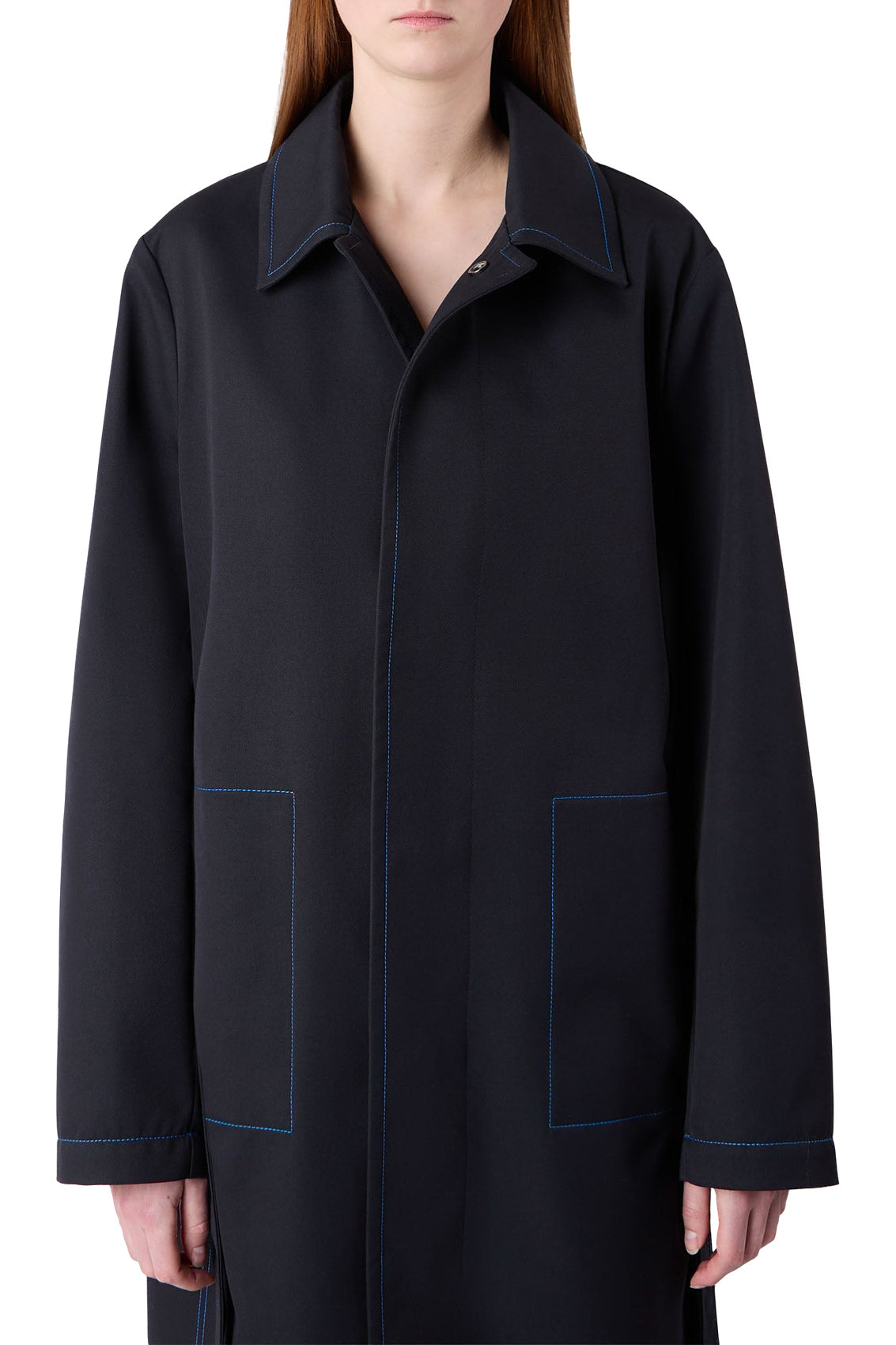 Trench coat with contrasting seams - Dark Blue